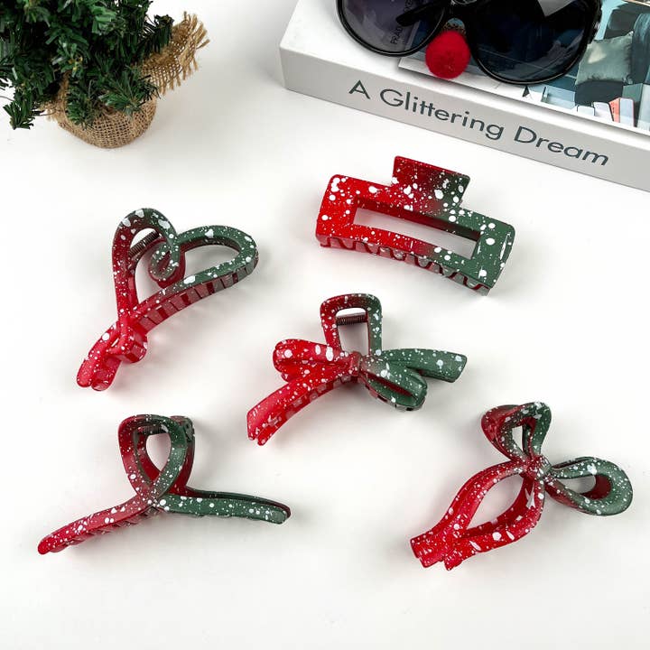 Pinza de pelo roja y verde de Splash Ink, pinza navideña para venta al por mayor de SoapElenGlen