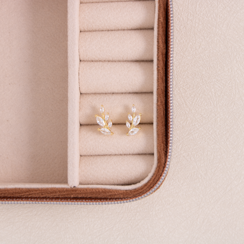 Splendid Iris - Wholesale Stud/Post Earrings - Leaf Studs On Velvet Gift Tag2