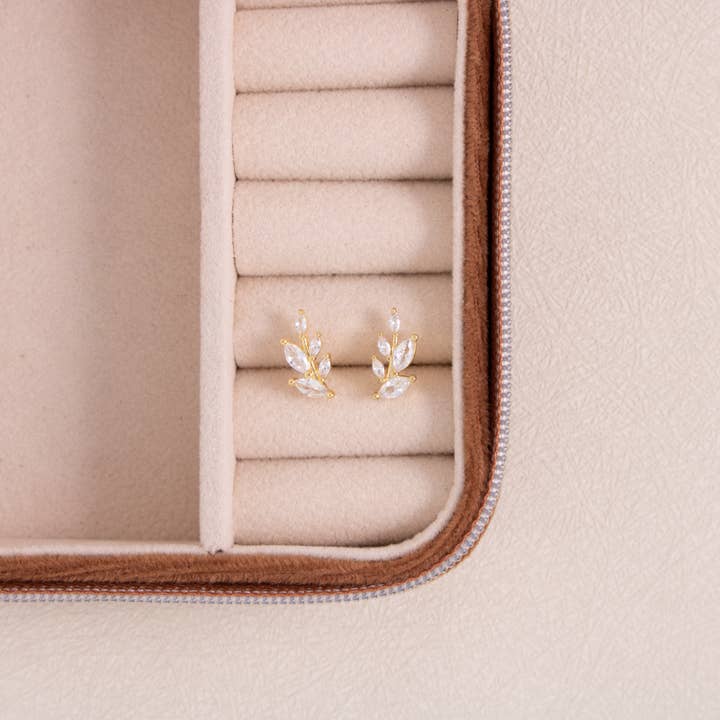 Splendid Iris - Wholesale Stud/Post Earrings - Leaf Studs On Velvet Gift Tag2