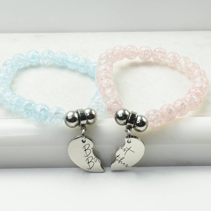 Conjunto de pulseira de amizade de cristal por caixa rosa por atacado de Pink Box