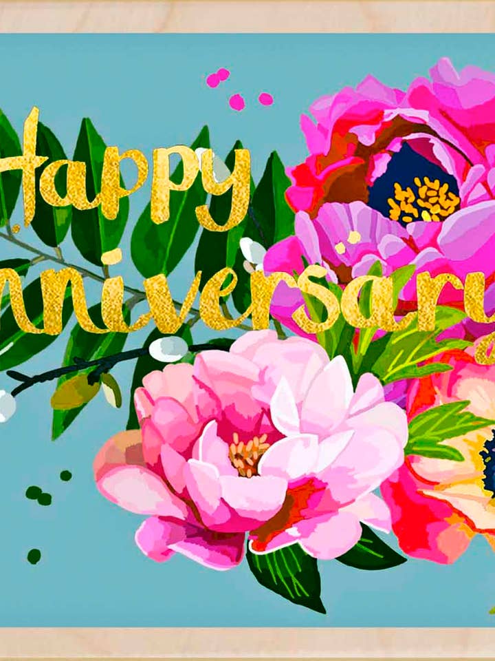 Happy Anniversary - Eco-friendly card for wholesale by THE WOODEN POSTCARD COMPANY