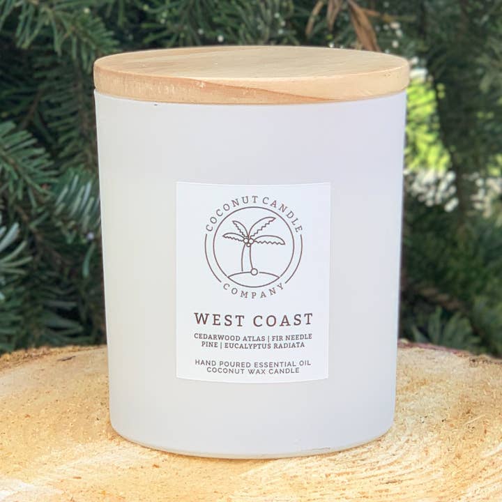 West Coast Essential Oil Filled Candle Jar for wholesale by Coconut Candle Company