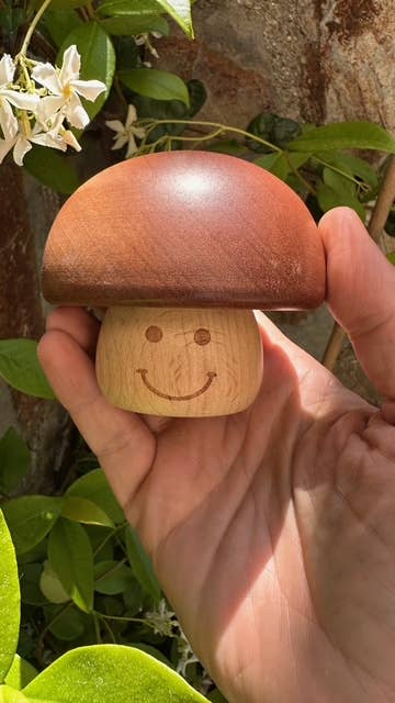 esdemusica by Rocio - Wholesale Music Box - Kids & Baby - Caja de música de madera con forma de hongo – Tapa giratoria, mecanismo de cuerda2