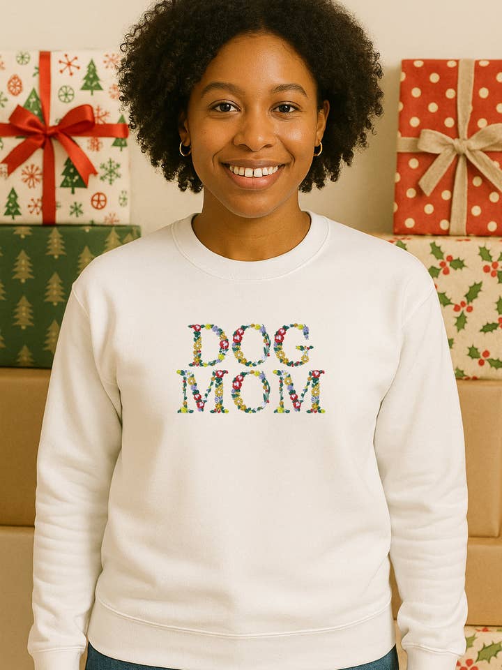 Hoodie ou Sweatshirt Bordado com Flores para Mãe de Cachorro, Feriado, Unissexo, Corte Clássico, Manga Comprida, Adulto por atacado de UNMATCHED