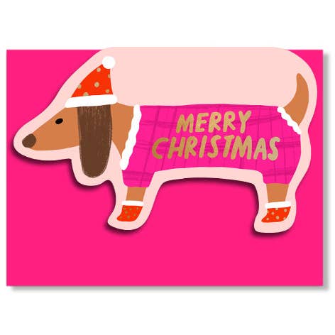 Carolyn Suzuki - Venta al por mayor Tarjetas de Navidad - DACHSHUND - Tarjeta de Navidad con Forma2