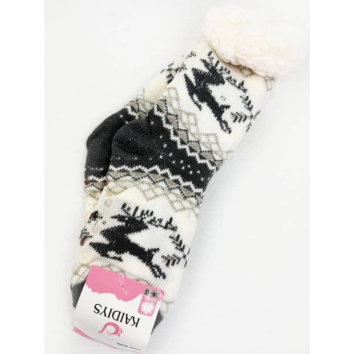 MIX COLOR Reindeer Anti Skid Knit Winter Socks for wholesale on Faire1