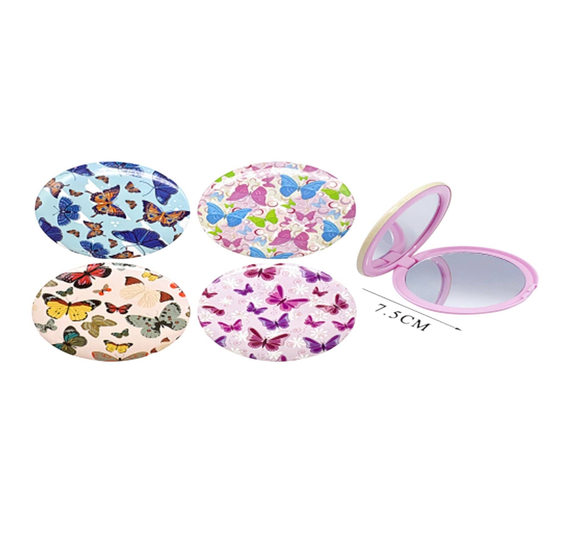 ASSORTED Butterfly Compact Hand Mirror JM5527-20 (12PC) for wholesale on Faire8