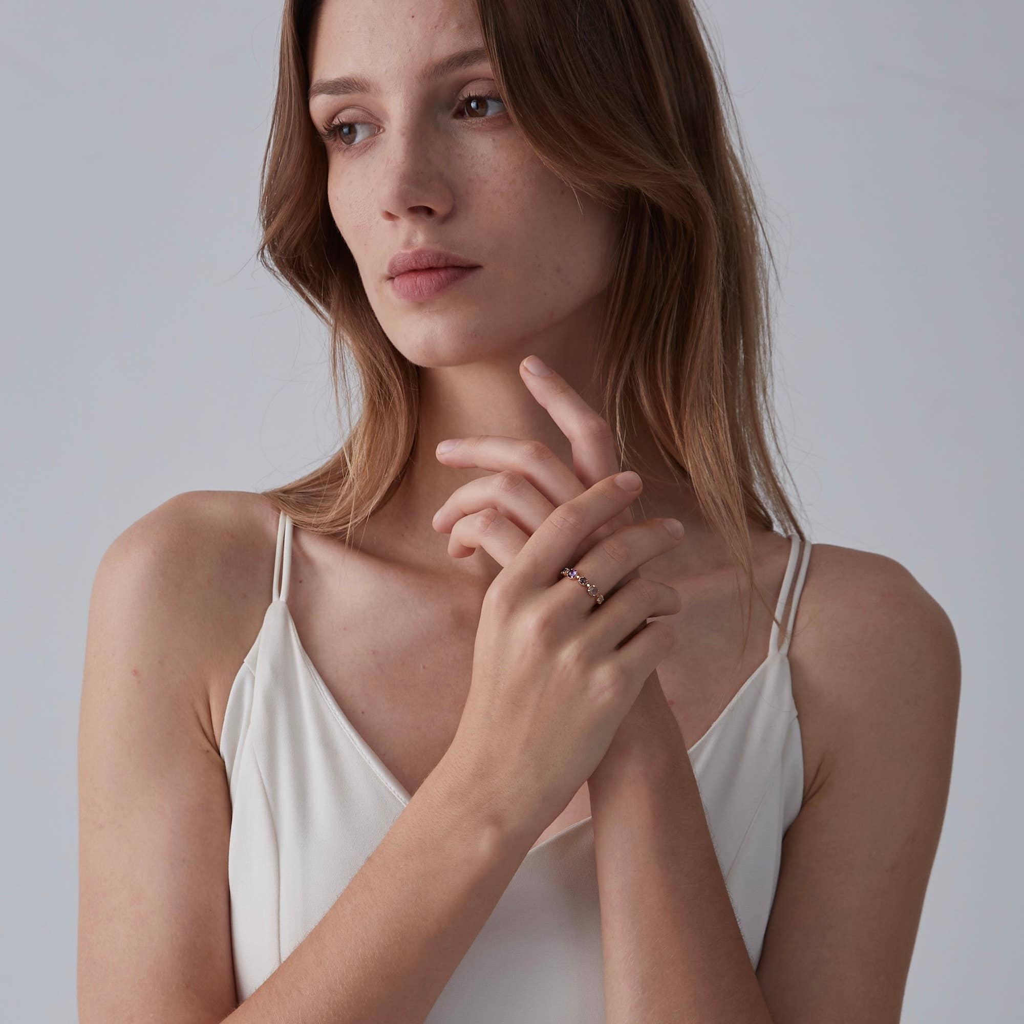 Perimade & Co. LLC - Wholesale Multi-Stone Ring - Multi-Stone Natural Crystal Band Ring in 925 Sterling Silver4