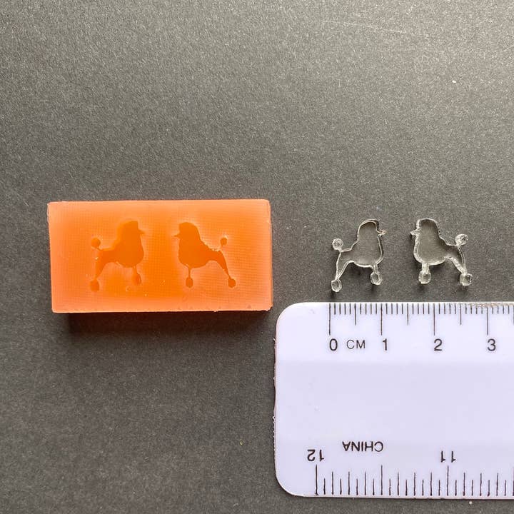Poodle Studs Silicone Mould, dog earrings for wholesale by EllaRaeMouldsVinyls