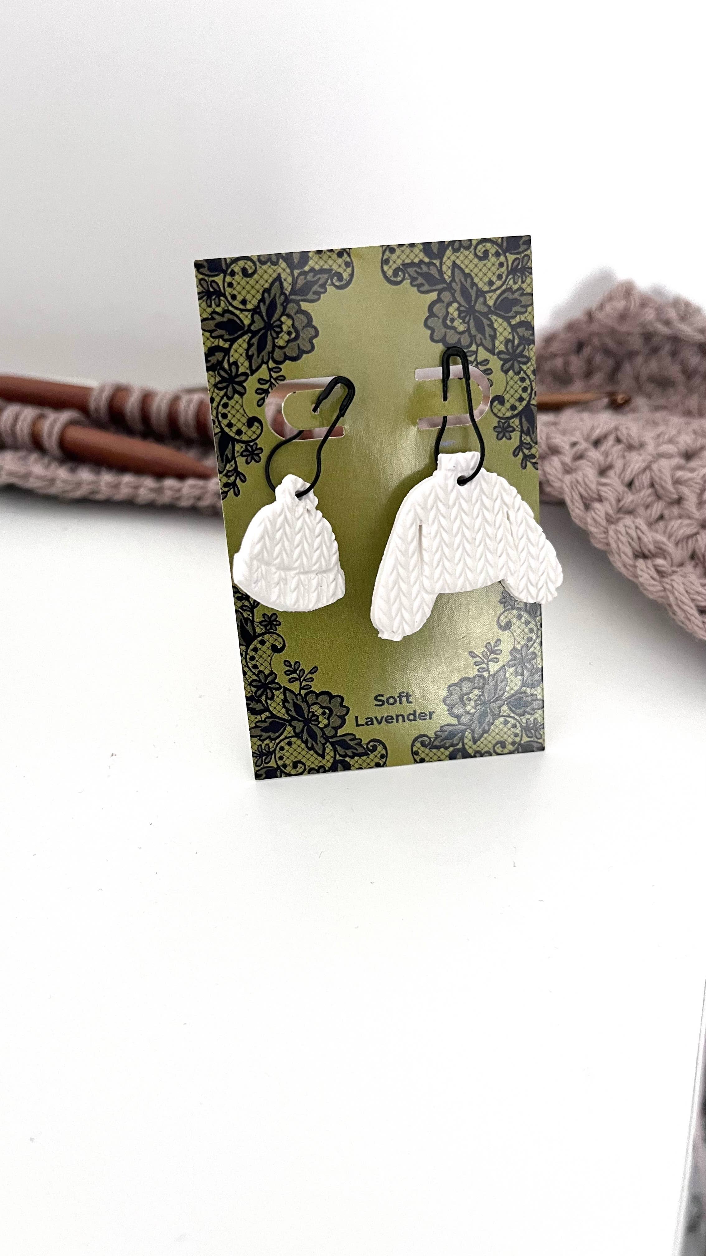 Soft Lavender - Vente Accessoire de tricot/crochet - Marqueurs de mailles chapeau et pull pour fil, tricot, crochet0