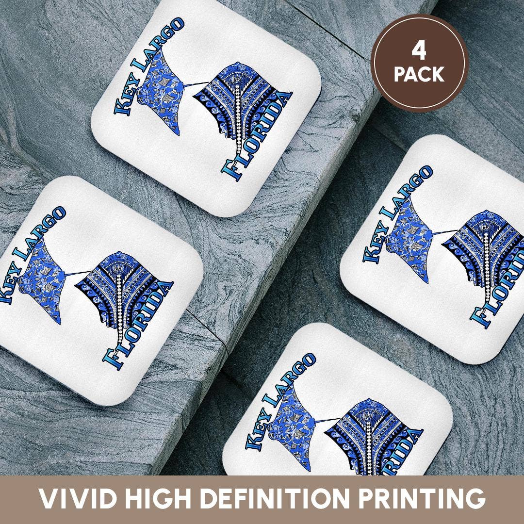 3dRose - Wholesale Coasters - 3dRose, Blue tribal stingray for any vacation to Key largo, Florida, Coaster12