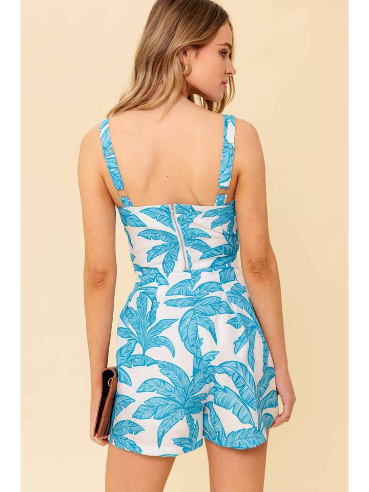 IVORY BLUE A printed woven top and short set - IT13578-SET for wholesale on Faire