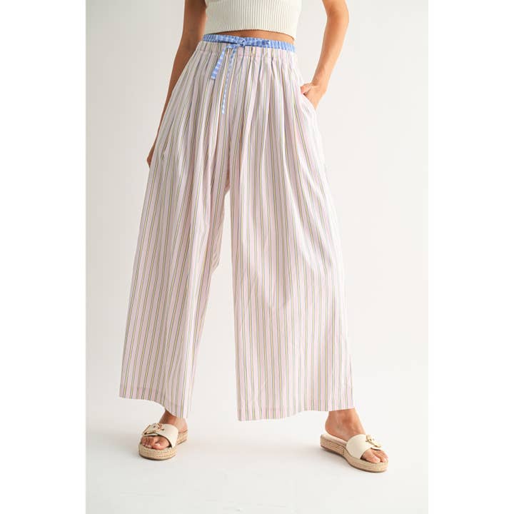 PINK STRIPE STRIPED WIDE-LEG TROUSERS for wholesale on Faire