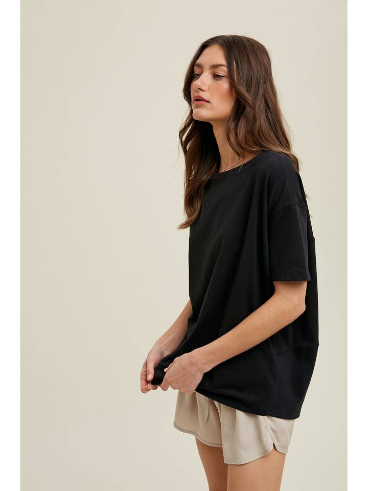 Wishlist Apparel – Großhandel Strickoberteil – Damen – DOLMAN STRICKOBERTEIL MIT BOOTSAUSSCHNITT//WL24-88432