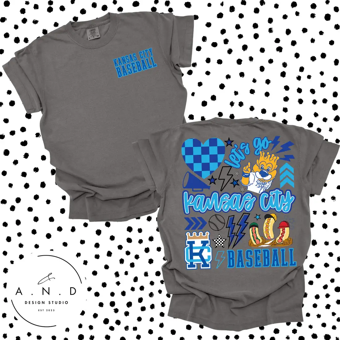 A.N.D Design Studio - Wholesale T-Shirt (Graphic) - Unisex - KC Baseball Doodle2