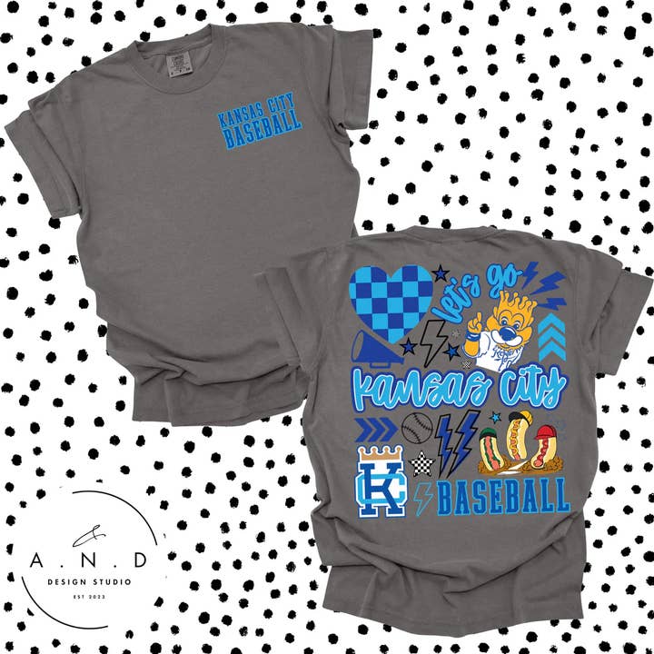 A.N.D Design Studio - Wholesale T-Shirt (Graphic) - Unisex - KC Baseball Doodle2