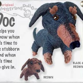 Doc the Dachshund String Doll Keychain for wholesale by Kamibashi
