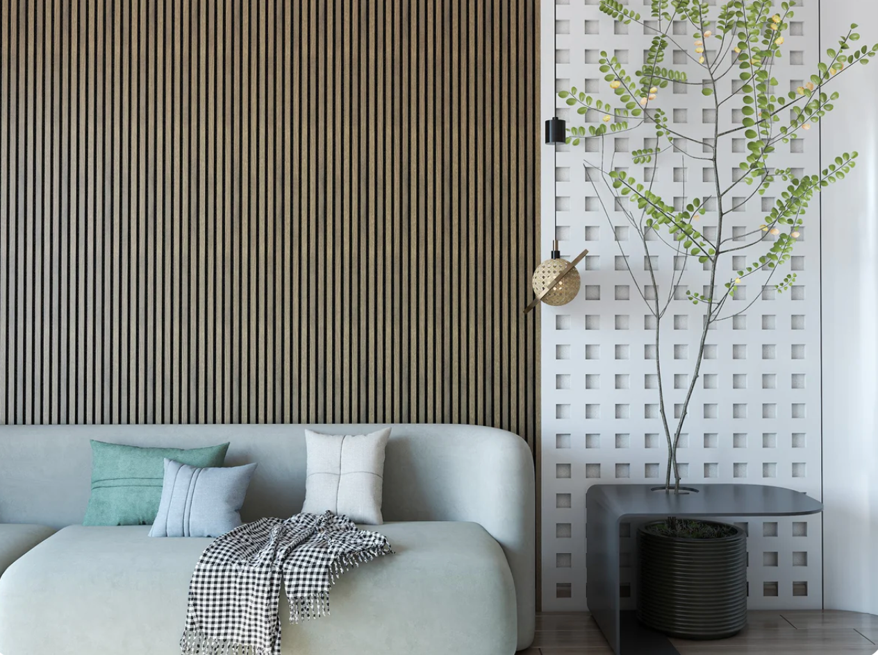 Walloro Luxury Embossed Wallpaper - Wholesale Decoratief paneel - Tan Oak akoestisch wandpaneel | natuurlijke houten latten geluidsabsorberende panelen3