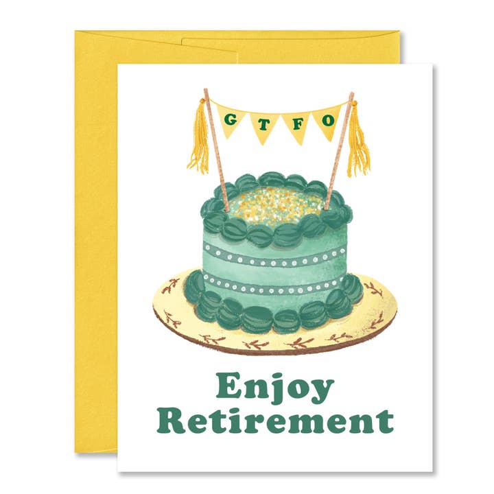 Carte de vœux de retraite amusante GTFO pour la vente par Jones Street Press
