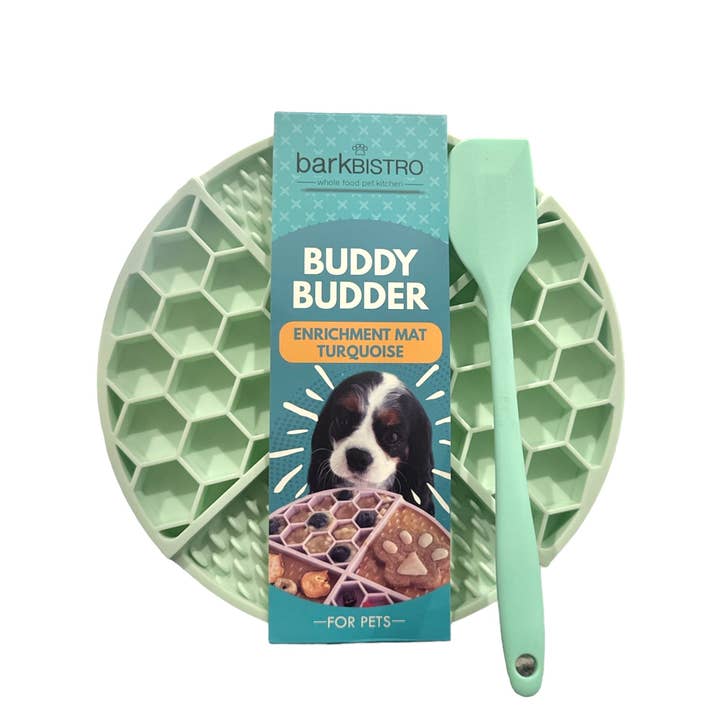 Bark Bistro - Wholesale Pet Food Mat - Dog - Turquoise  +  Pink Lickmats + Spatula (Purple OOS)2