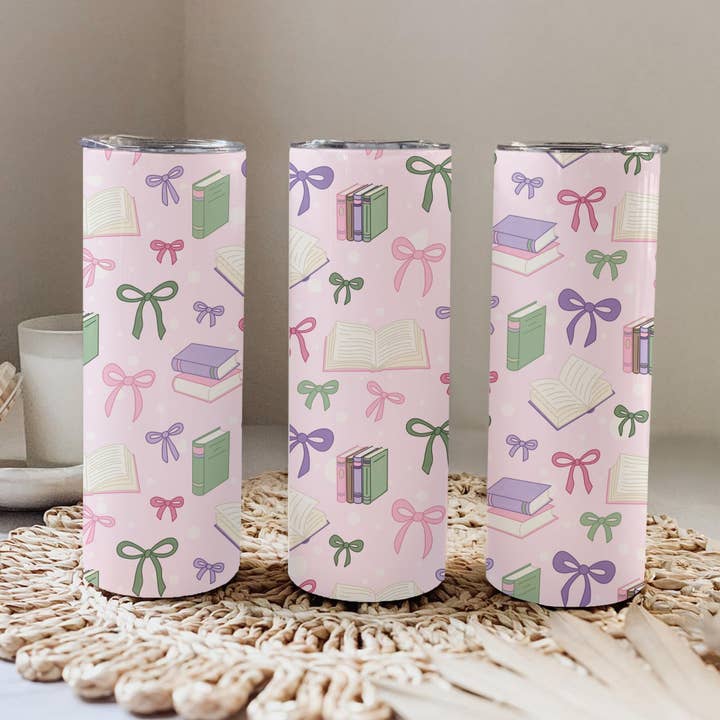 Tumbler - Reading Pattern - 20 Ounce Tumbler for wholesale by Be Kind Booktique