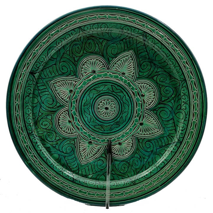 Etnico Arredo - Wholesale Dinner Plate - Ceramic Terracotta Wall Plate Diam.43cm Ethnic Moroccan Moroccan Morocco 0209221102