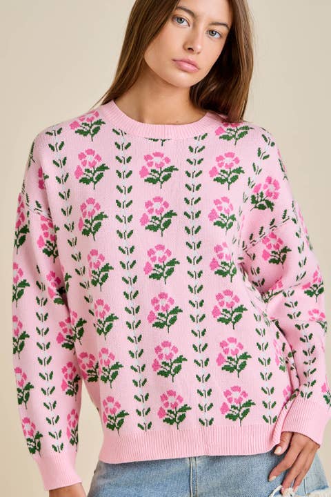 Floral Border Jacquard Sweater Knit and other Purchase Wholesale mainan. Free Returns & Net 60 Terms on Faire trending on Faire.