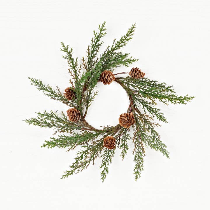 Impressive Enterprises, Inc. - Wholesale Wreath - 510085- 3.5in(10) Ring-Dark Green Country Cypress Pine w. Pi2