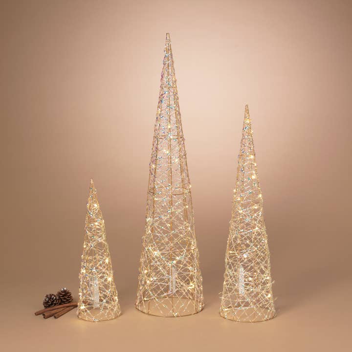 The Gerson Companies - Wholesale Christmas Decoration - Gerson Christmas S/3 B/O Lighted Holiday Cone Trees, Lg is 30