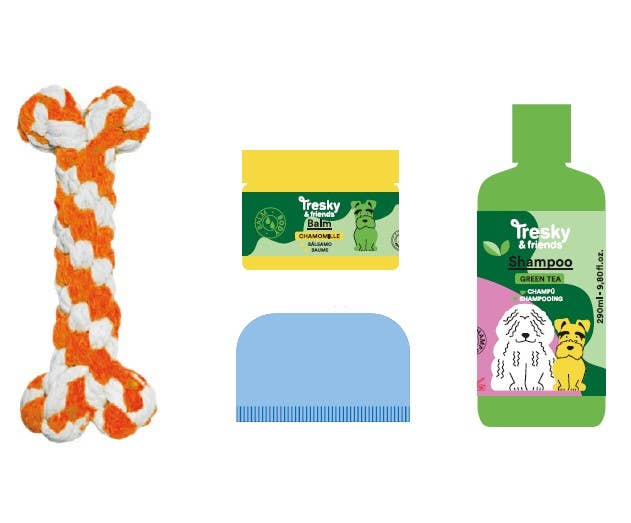 Aquarius Cosmetic SLU - Wholesale Pet Grooming Set - Dog - TRESKY & FRIENDS 4PCS WELLNESS SET1