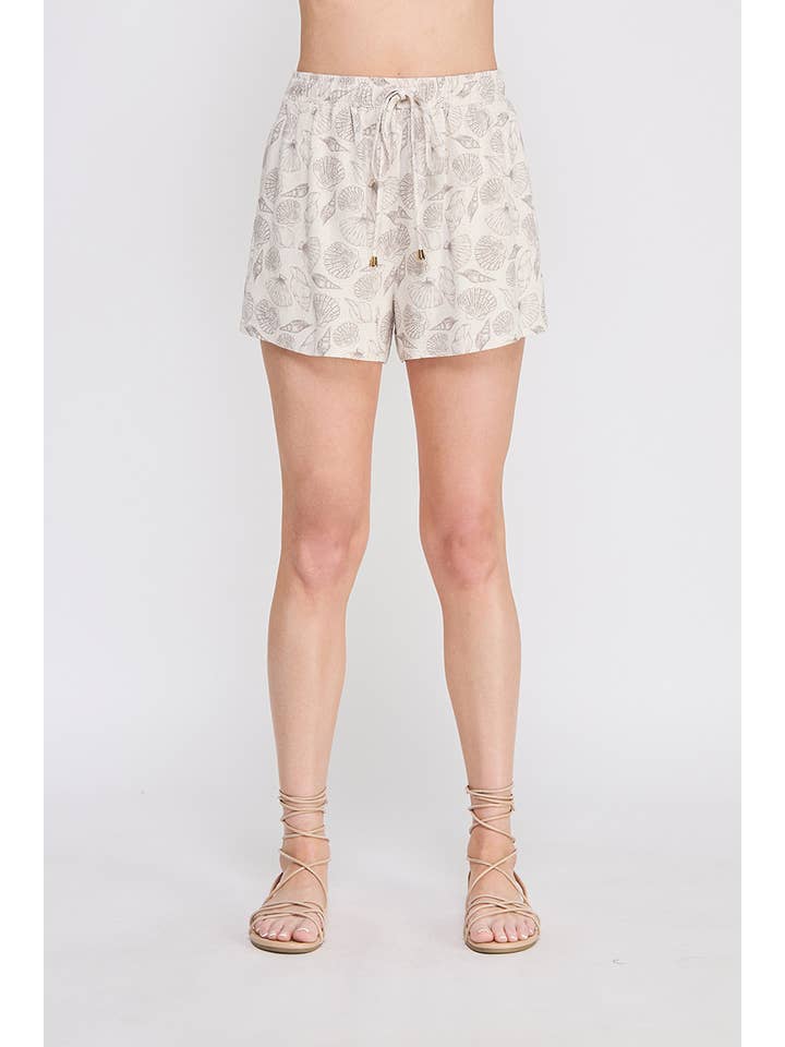Allie Rose - Wholesale Shorts - Women's - Seashell Printed Linen Shorts4