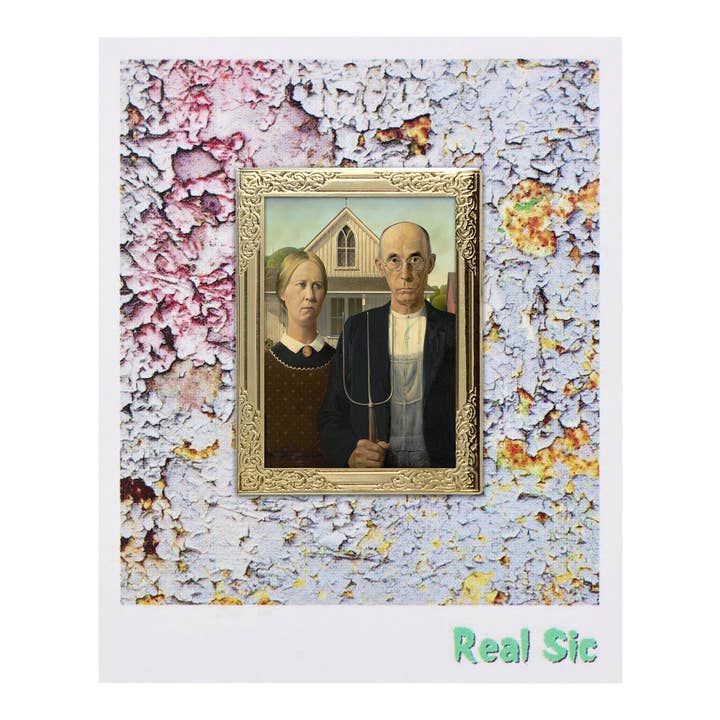 Real Sic – Alfinete/botão de lapela por atacado – American Gothic by Grant Wood Art Frame Pin Museum Souvenir Souvenir3