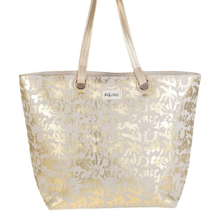 Kbas - Wholesale Beach Bag - BEACH CANVAS BAG, GOLD