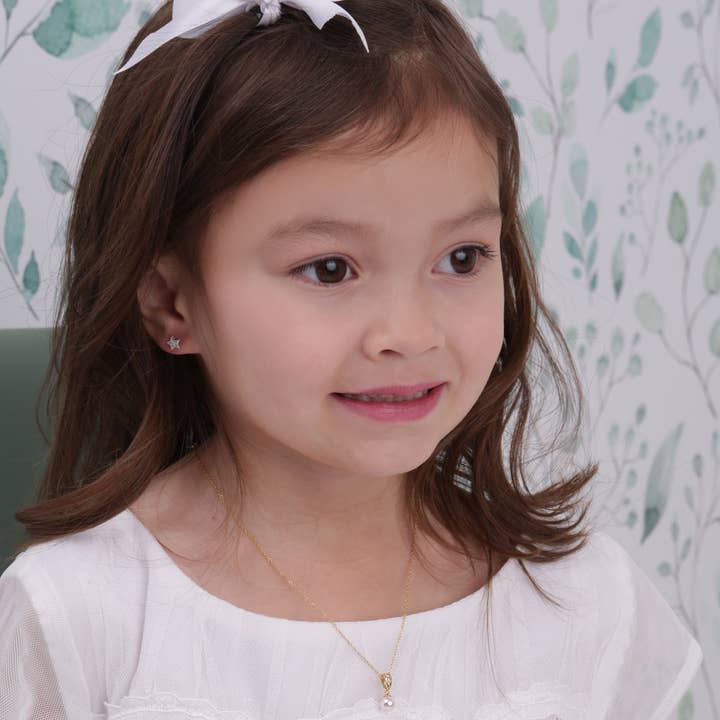 Cherished Moments - Venta al por mayor Collar - Niños - Collar con colgante de perlas blancas chapadas en oro de 14 quilates para niñas3