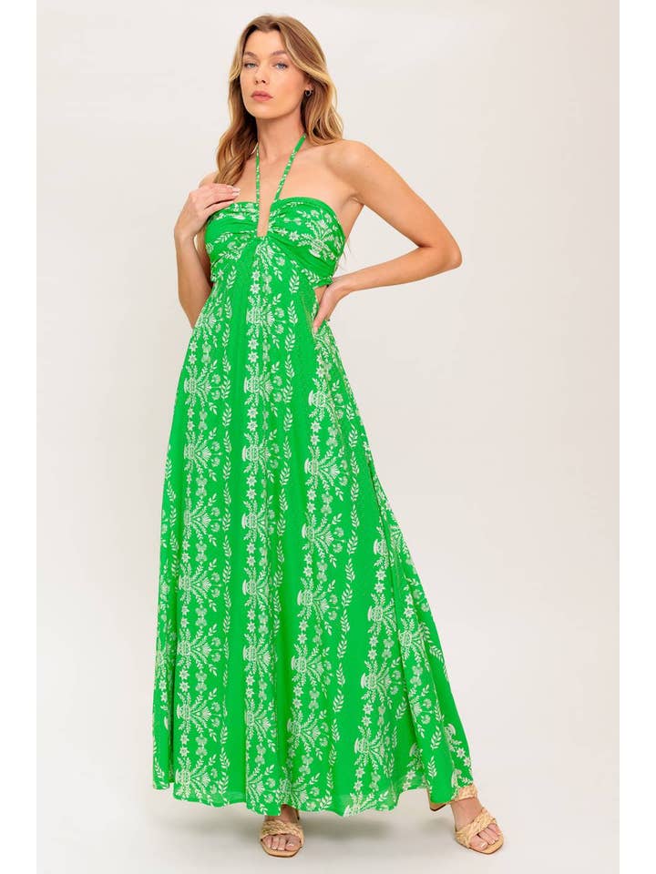 Green A printed woven maxi dress - ID22377 for wholesale on Faire