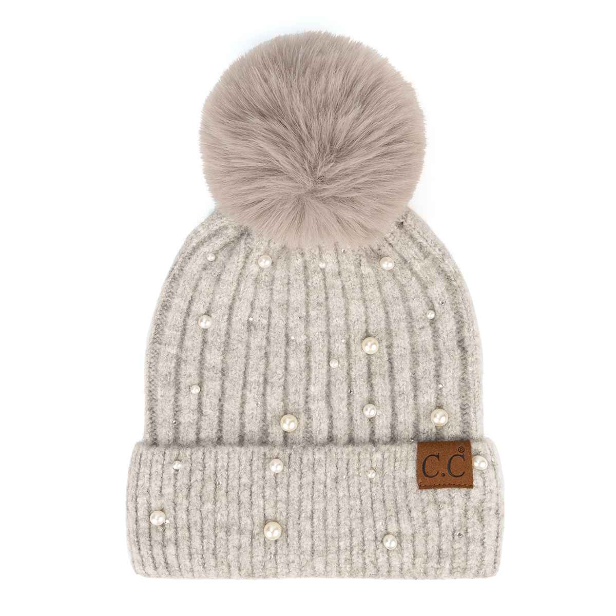MiMi Wholesale - Wholesale Beanie - Women's - HAT4008 Naomi Pearl Embellished Pom Beanie5