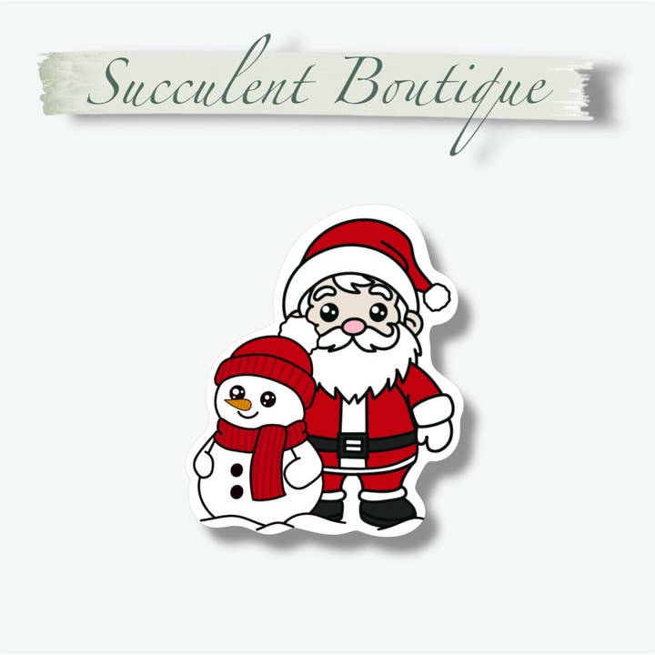 Santa & Snowman Sticker for wholesale by Succulent Boutique