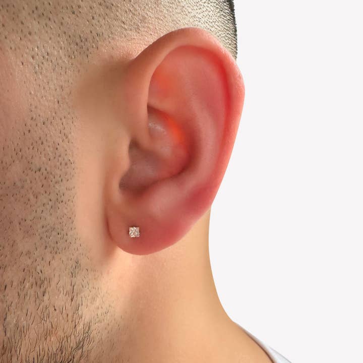 3mm Stainless Steel and Cubic Zirconia Square stud for wholesale by Aurea