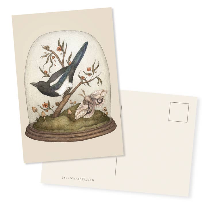 Tarjeta postal One for Sorrow de 4 x 6 pulgadas para venta al por mayor de Jessica Roux Illustration
