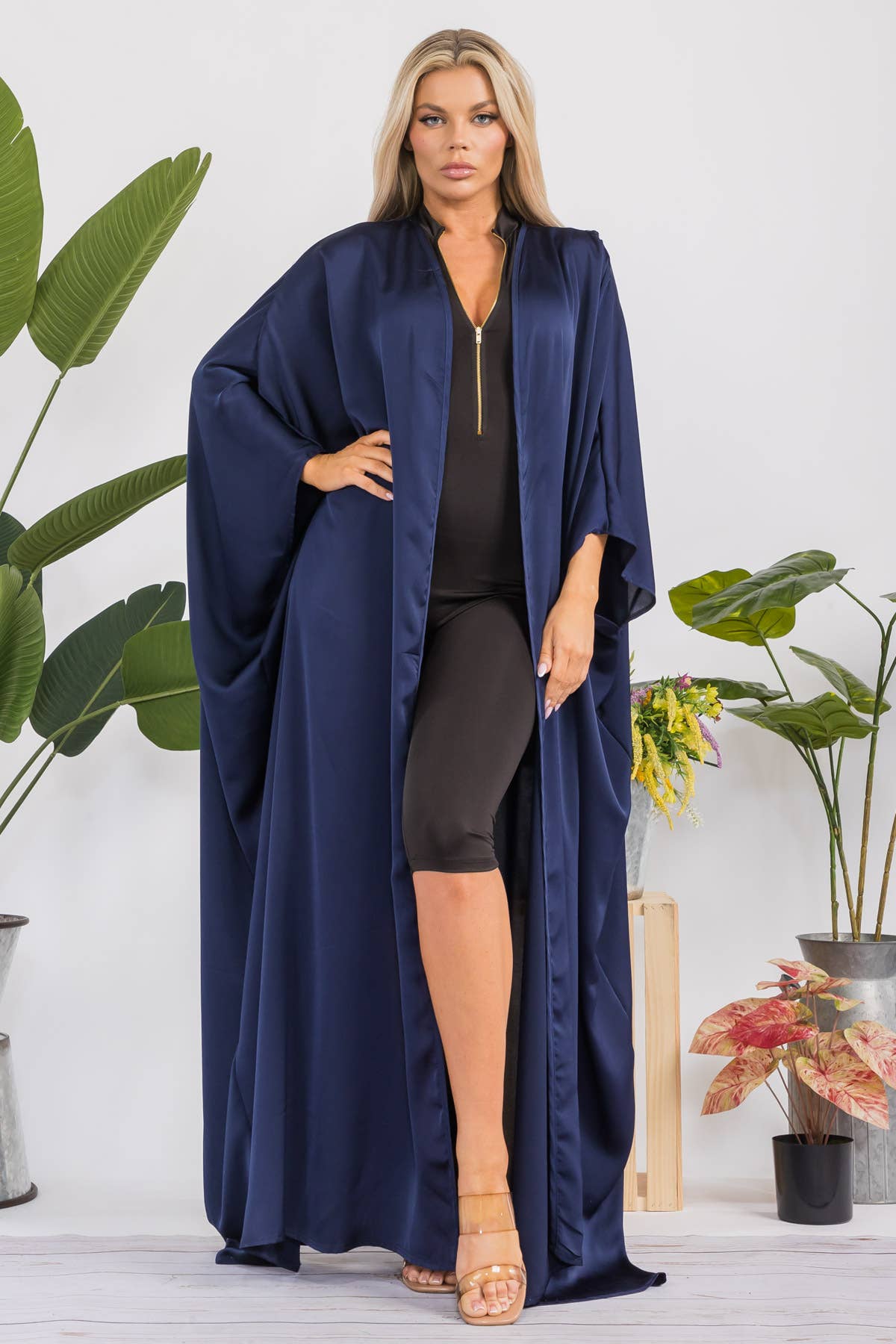 H&H Fashion Inc. - Wholesale Kimono - Women's - HH707D-R-SOLID - Open Front Duster9