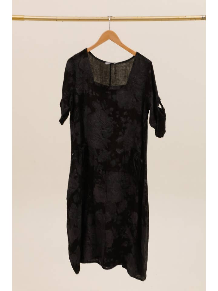 la maison des fibres naturelles – Großhandel Kleid – Damen – Leinenkleid mit floralem Muster, 100 % Leinen, Modell 6796751