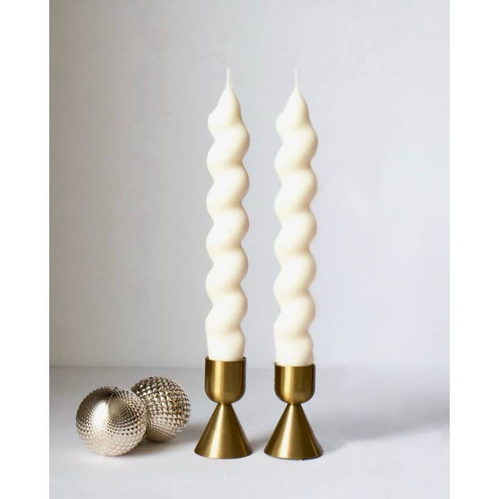 MarneyAsh - Wholesale Tapered Candle/Candlestick - Swirl Taper Candle Set, 2pc Twisted Candlesticks, Home Decor