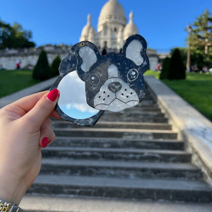 Solar Eclipse - Wholesale Compact Mirror - Hand-painted Frenchie Dog Compact Mirror | Eco-Friendly3
