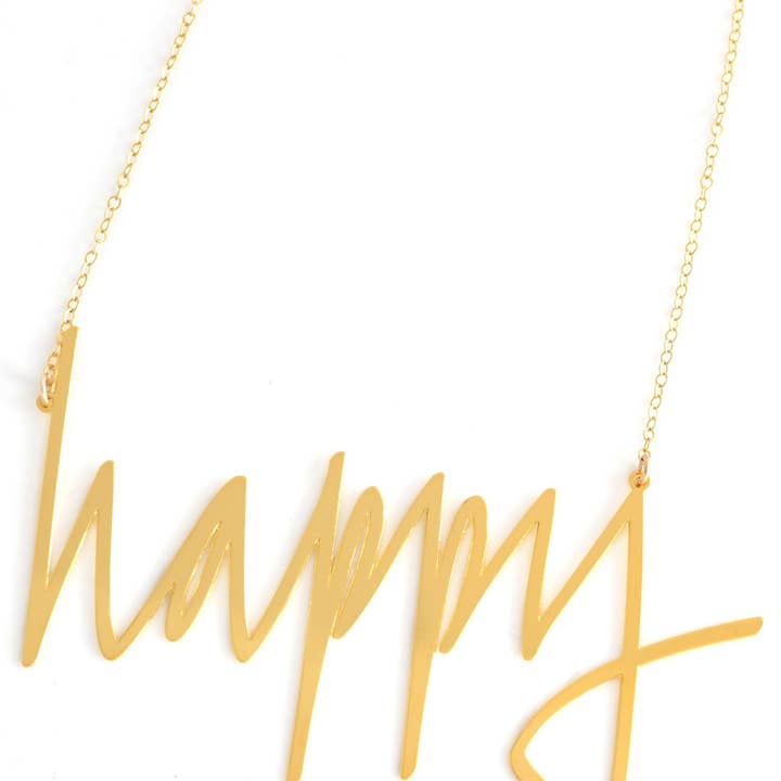 Happy Women's Empowerment Pendant Necklace for wholesale by Brevity.