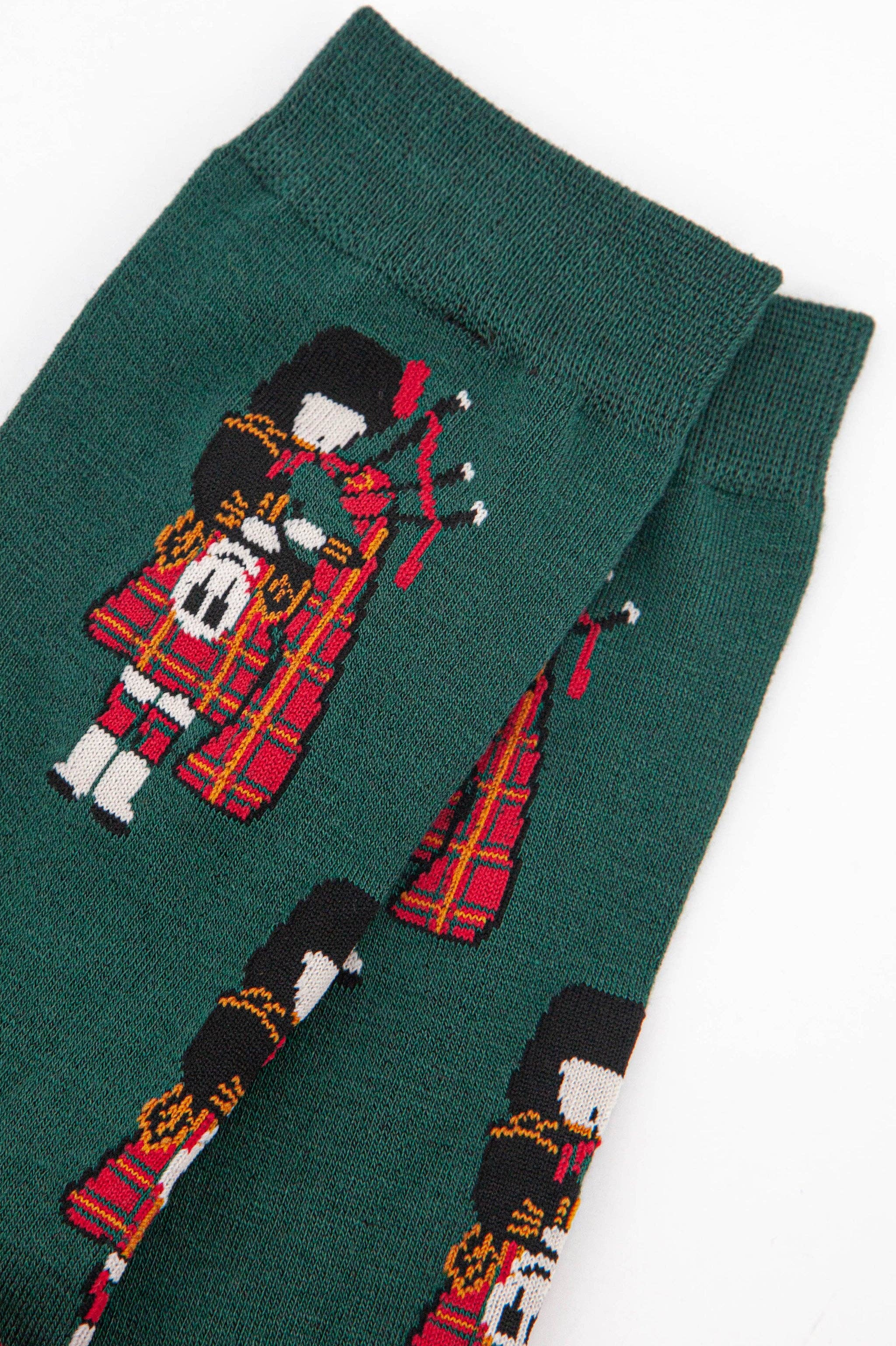 Sock Talk - Wholesale Socks - Men's - Men's Scottish Piper Bamboo Socks in Red Green1