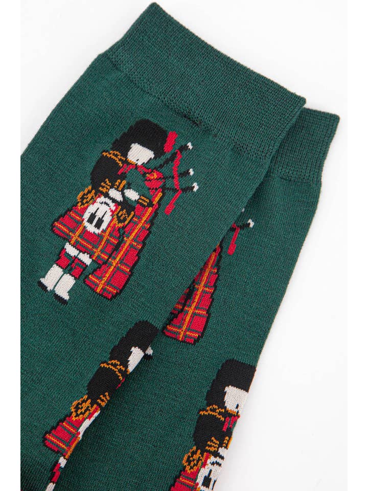 Sock Talk - Wholesale Socks - Men's - Men's Scottish Piper Bamboo Socks in Red Green1