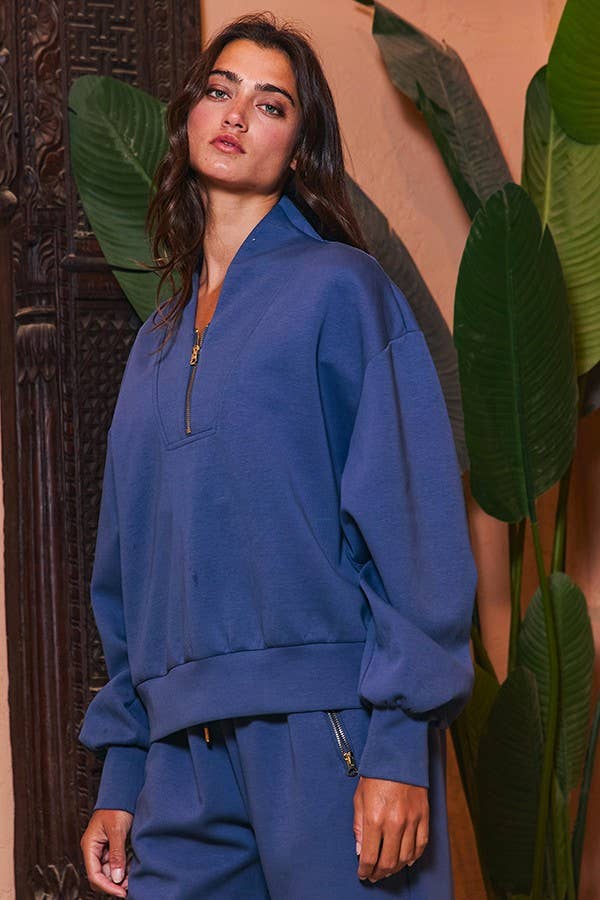 BUCKETLIST INC - Wholesale Sweatshirt - Women's - IT2154 Half Zip-up Scuba Sweatshirts6