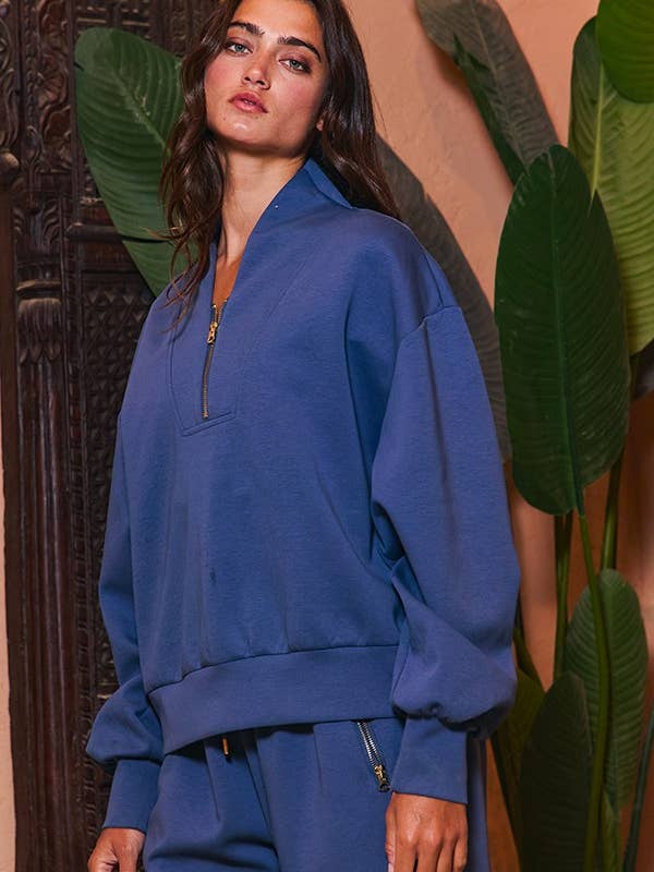 BUCKETLIST - Wholesale Sweatshirt – Women's - IT2154 Half Zip-up Scuba Sweatshirts16