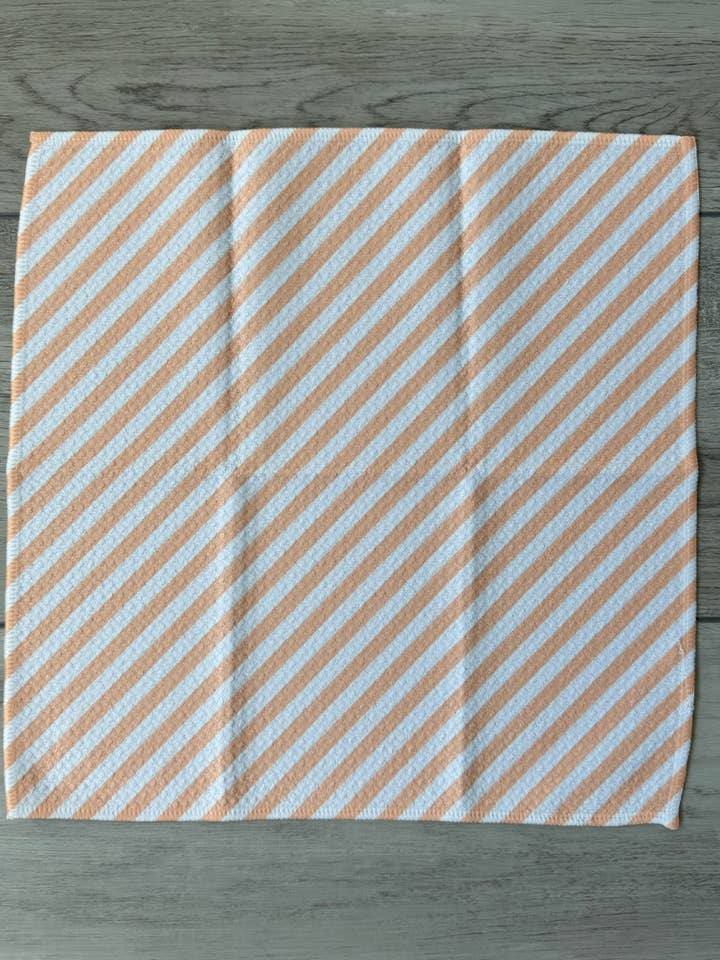 Peach Diagonal Stripe Washcloth for wholesale by Happy & Bright