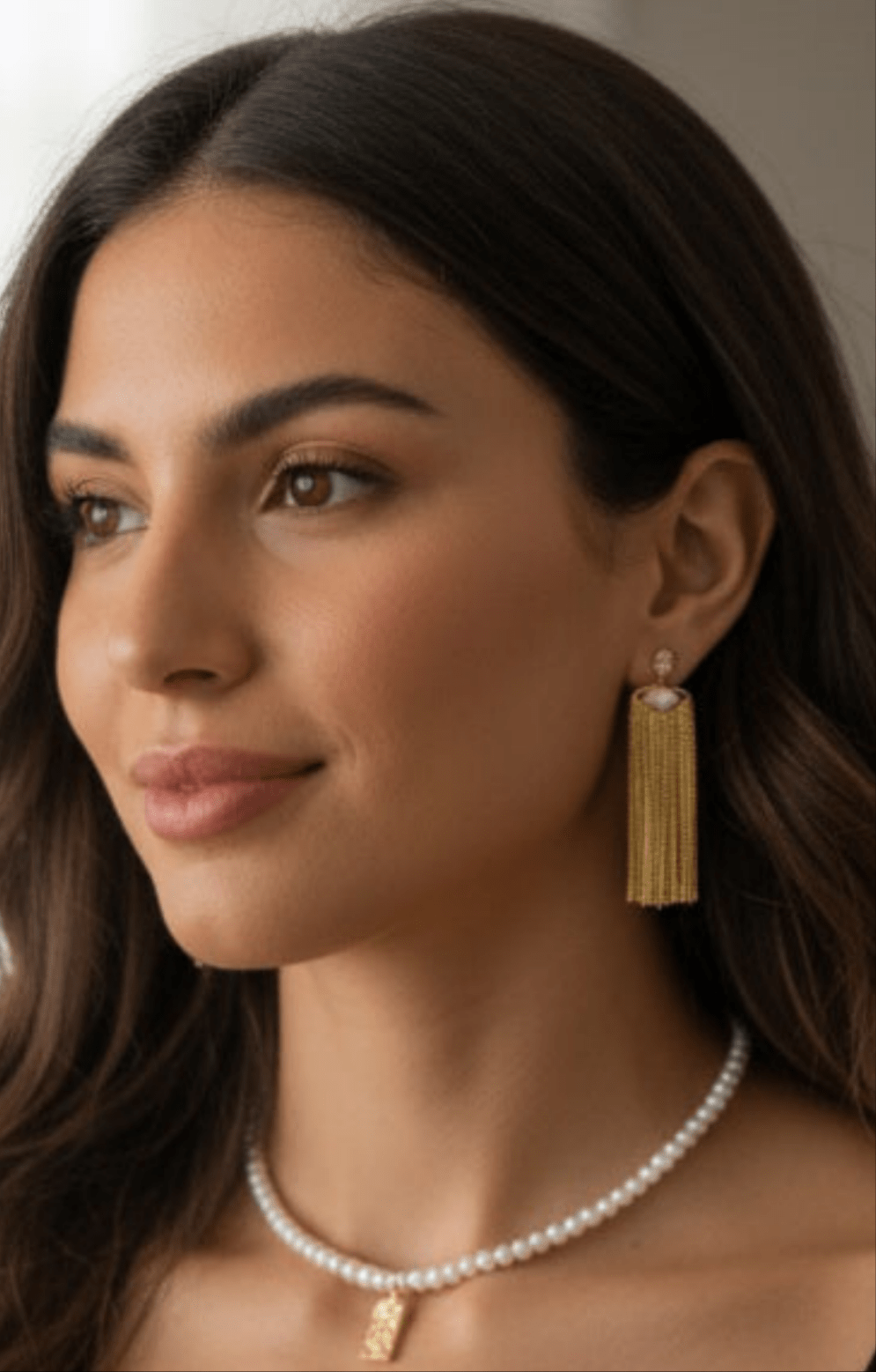 OE! - Wholesale Dangle Earrings - GOLDEN RIPPLE - Earrings with Golden Fringes and River Pearl – Luminous Elegance2